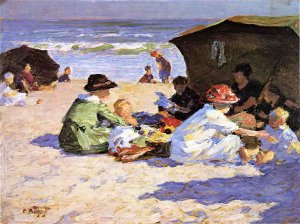 Main Product Photo of A Day at the Seashore Painting by Edward Potthast