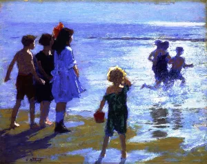 At Low Tide by Edward Potthast - Hand-Painted Oil Painting Reproduction