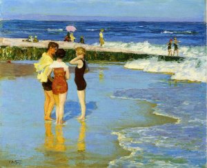 Main Product Photo of At Rockaway Beach Painting by Edward Potthast