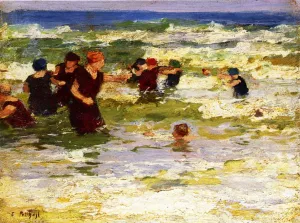At the Beach by Edward Potthast Oil Painting Reproduction