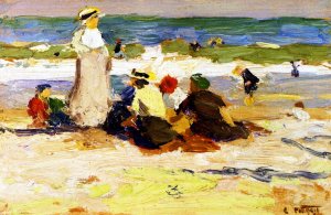 Main Product Photo of At the Beach Painting by Edward Potthast