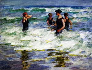 Main Product Photo of Bathers in the Surf II Painting by Edward Potthast
