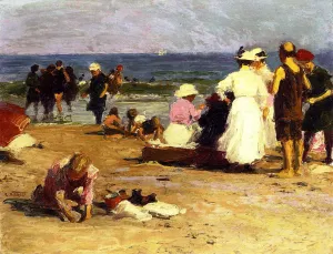 Bathers in the Surf by Edward Potthast - Hand-Painted Oil Painting Reproduction