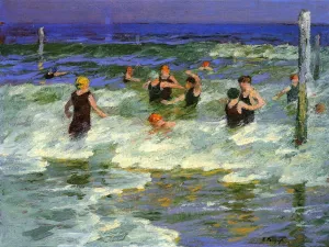 Main Product Photo of Bathing in the Surf Painting by Edward Potthast