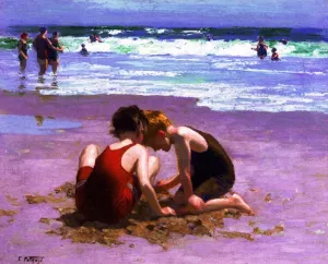 Beach Scene 7 by Edward Potthast - Hand-Painted Oil Painting Reproduction