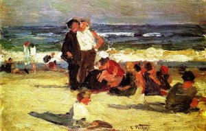 Beach Scene by Oil Painting Reproduction