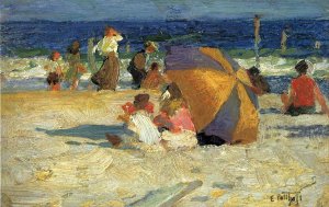 Main Product Photo of Beach Umbrella Painting by Edward Potthast