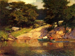 Main Product Photo of Boating in Central Park Painting by Edward Potthast