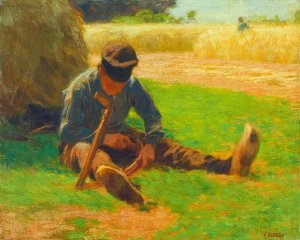 Main Product Photo of Boy Sharpening a Sickle Painting by Edward Potthast