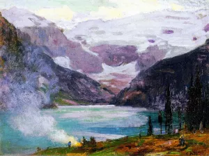 Camp by Lake Louise by Edward Potthast - Hand-Painted Oil Painting Reproduction