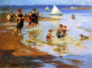 Main Product Photo of Children at Play on the Beach Painting by Edward Potthast