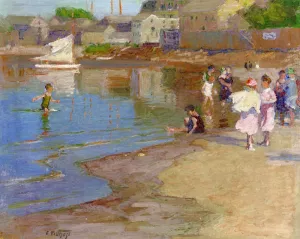 Children Playing at the Beach by Edward Potthast - Hand-Painted Oil Painting Reproduction