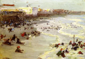 Coney Island by Edward Potthast - Hand-Painted Oil Painting Reproduction