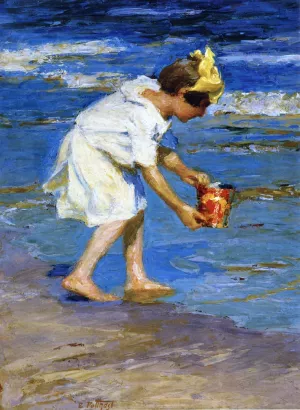 Girl with a Bucket by Edward Potthast - Hand-Painted Oil Painting Reproduction