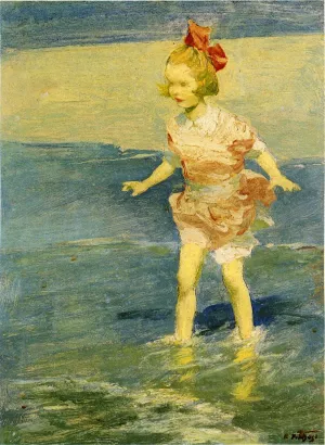 In the Surf by Edward Potthast - Hand-Painted Oil Painting Reproduction