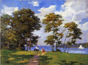 Main Product Photo of Landscape by the Shore also known as The Picnic Painting by Edward Potthast
