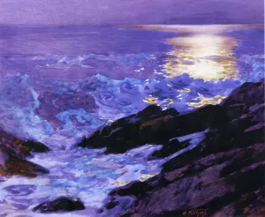 Moonlight on the Coast by Edward Potthast - Hand-Painted Oil Painting Reproduction