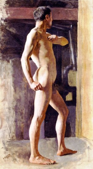 Standing Male Nude by Oil Painting Reproduction