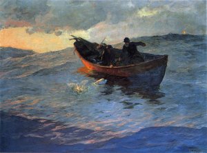 Struggle for the Catch by Oil Painting Reproduction