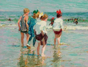 Summer Day, Brighton Beach by Edward Potthast - Hand-Painted Oil Painting Reproduction