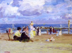 Main Product Photo of Sunday at the Beach Painting by Edward Potthast