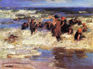 Main Product Photo of Surf Bathing Painting by Edward Potthast