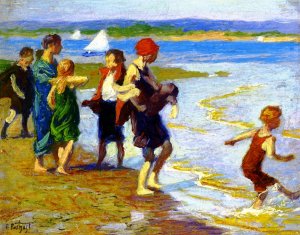 Main Product Photo of The Bathing Beach Painting by Edward Potthast