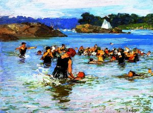 Main Product Photo of The Swimming Lesson Painting by Edward Potthast