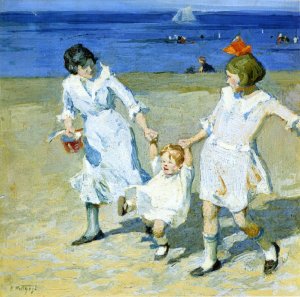 Main Product Photo of Two Females Swinging a Child Painting by Edward Potthast