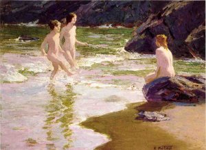 Main Product Photo of Young Bathers Painting by Edward Potthast